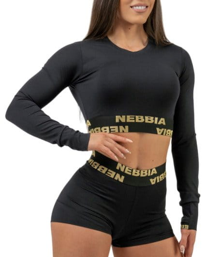 Camiseta de manga larga NEBBIA Women s Long Sleeve Crop Top INTENSE Perform Gold