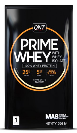 Proteínas en polvo QNT PRIME WHEY- 100 % Whey Isolate & Concentrate Blend 30 g Coffee Latte